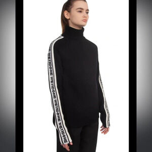 We11done Wool Logo Stripe Turtleneck, size small